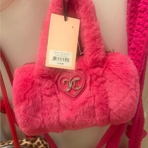 Juicy Couture Vibrant Pink Faux Fur Crossbody Bag